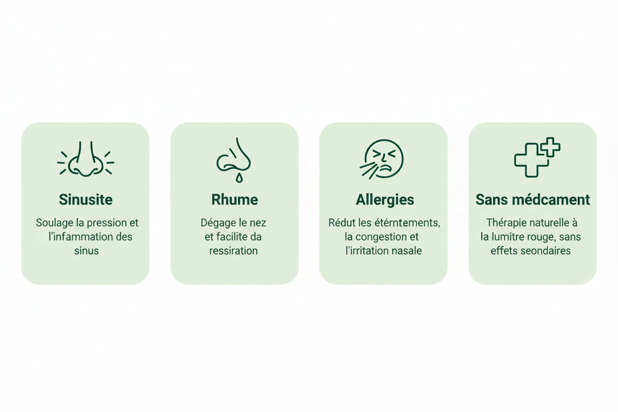 Pictogrammes bénéfices - Sinusite, Rhume, Allergies, Sans médicament